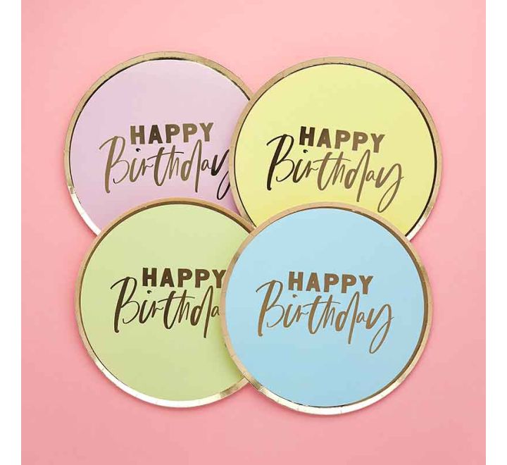 Pastel Mix Happy Birthday Plates