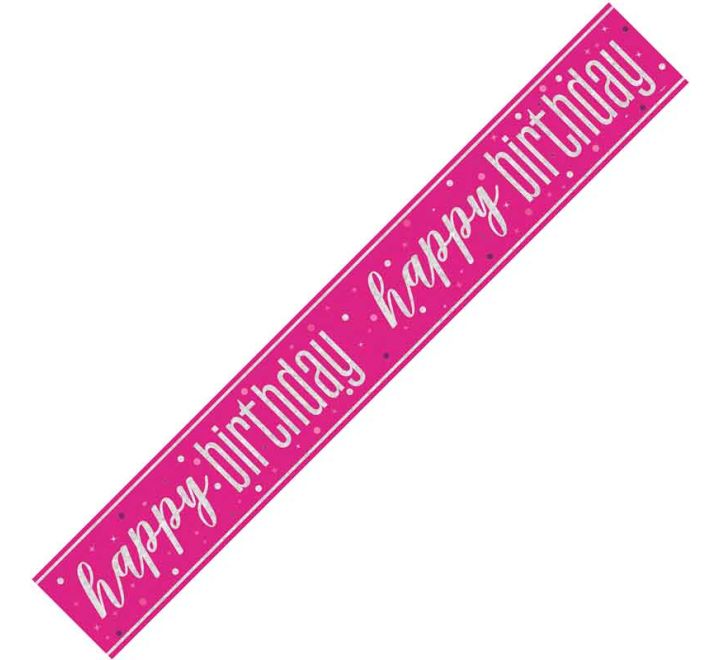 Pink Glitz Happy Birthday Banner