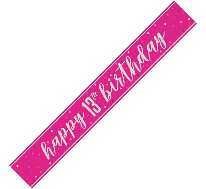 Pink Glitz 13th Birthday Banner