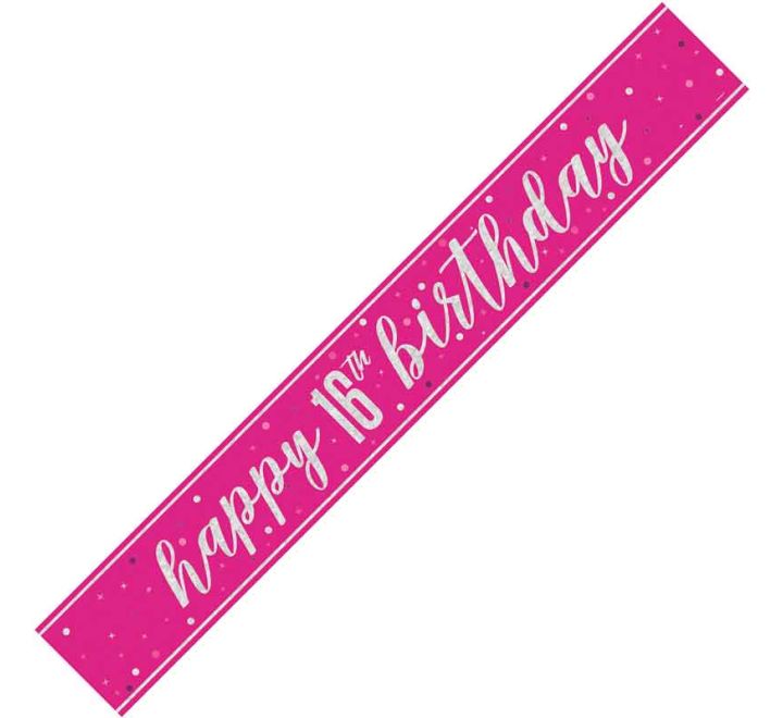 Pink Glitz 16th Birthday Banner