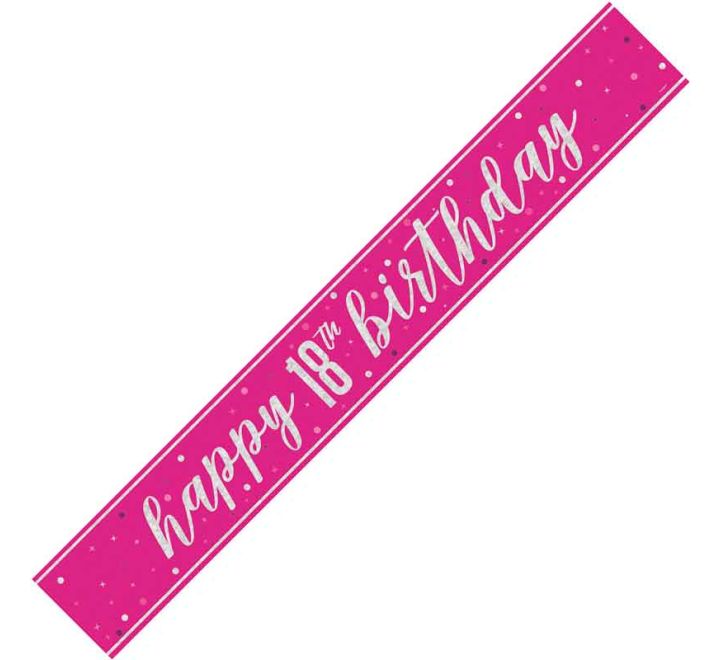 Pink Glitz 18th Birthday Banner