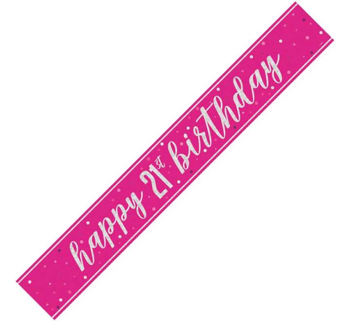 Pink Glitz 21st Birthday Banner