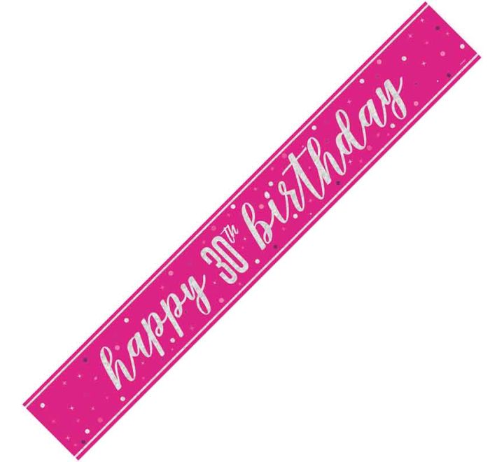 Pink Glitz 30th Birthday Banner