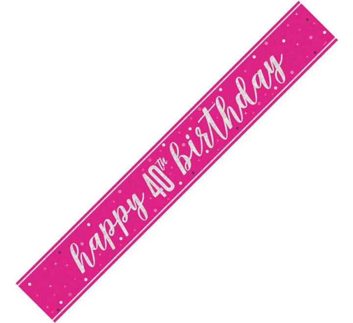 Pink Glitz 40th Birthday Banner