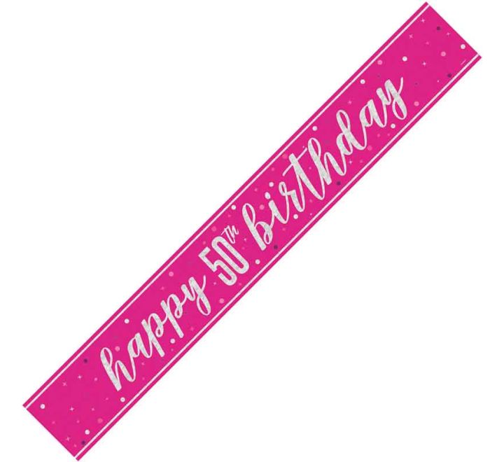 Pink Glitz 50th Birthday Banner