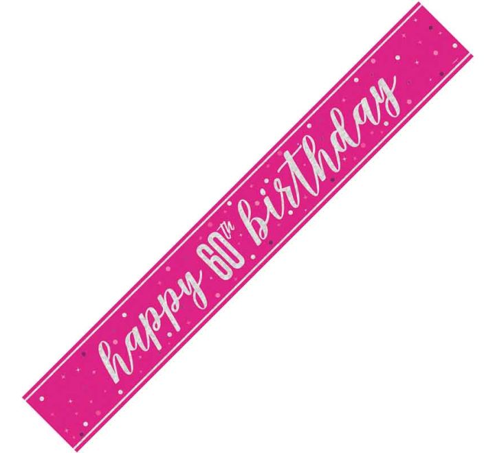 Pink Glitz 60th Birthday Banner