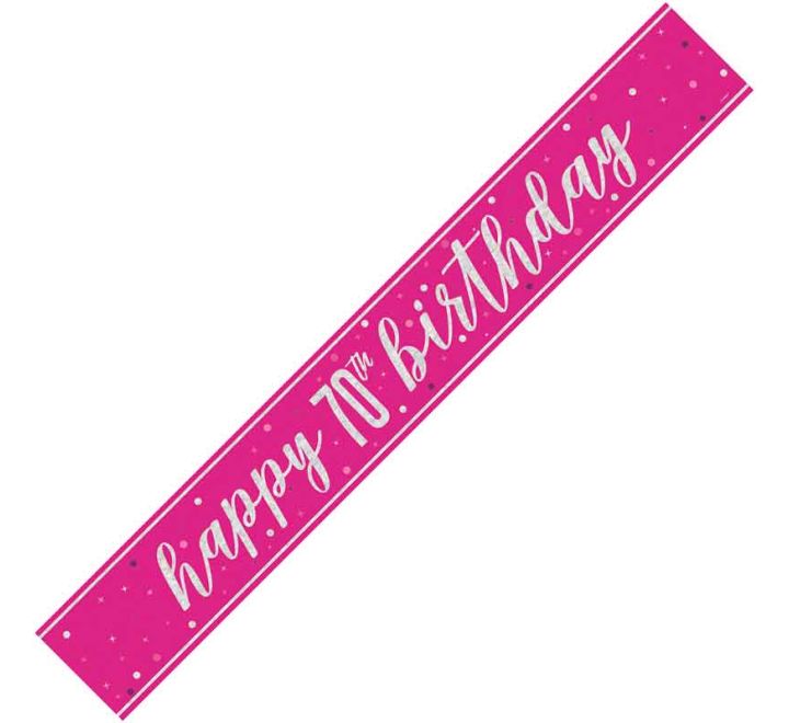 Pink Glitz 70th Birthday Banner