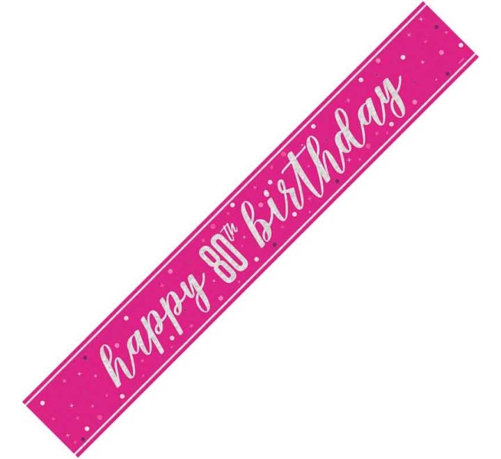 Pink Glitz 80th Birthday Banner