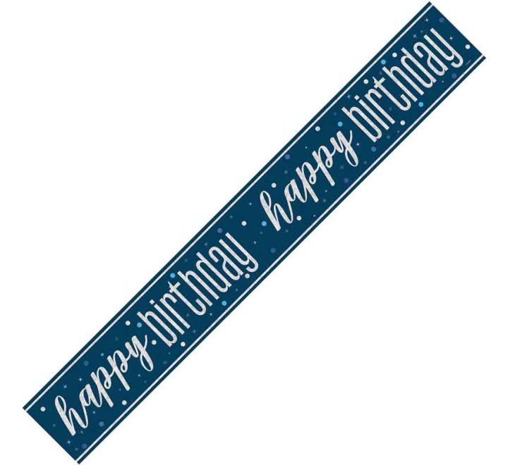 Blue Glitz Happy Birthday Banner