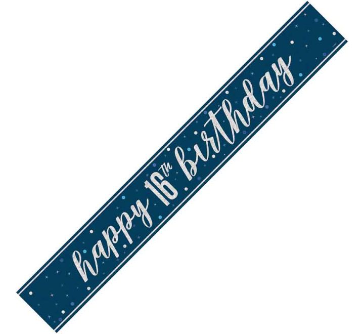 Blue Glitz 16th Birthday Banner