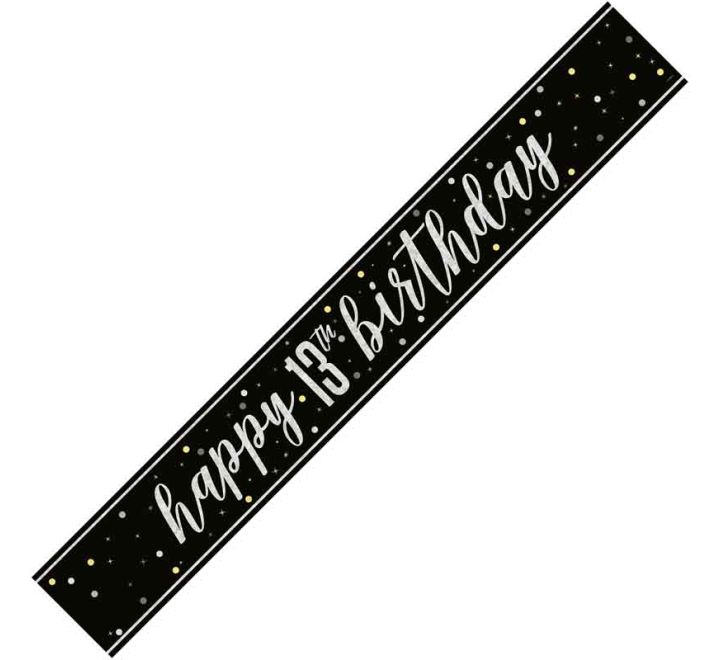 Black Glitz 13th Birthday Banner