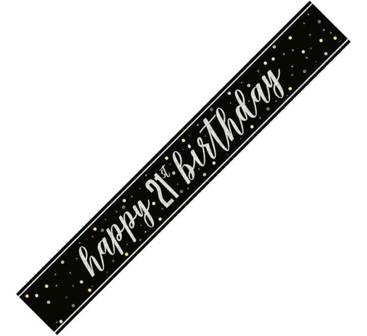 Black Glitz 21st Birthday Banner