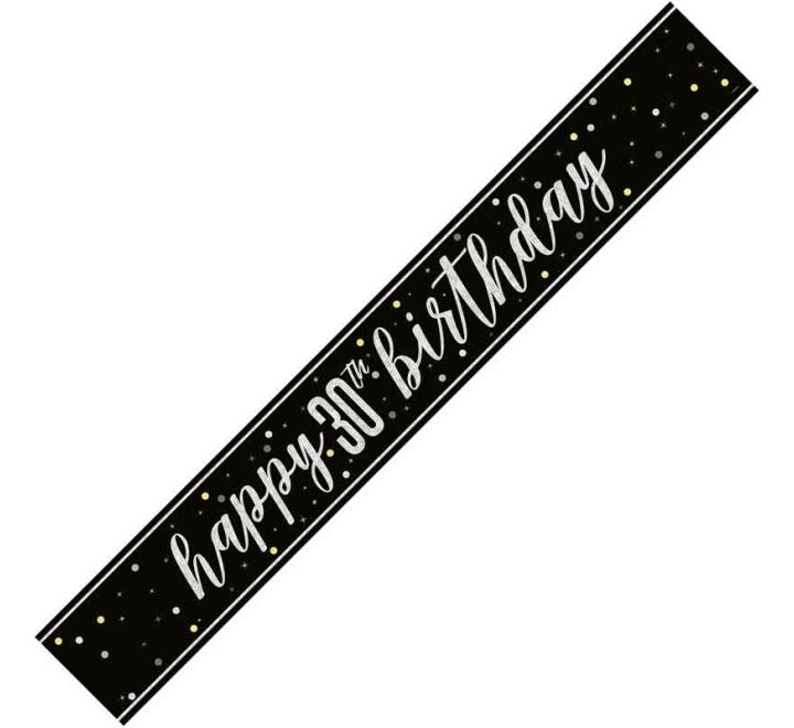 Black Glitz 30th Birthday Banner