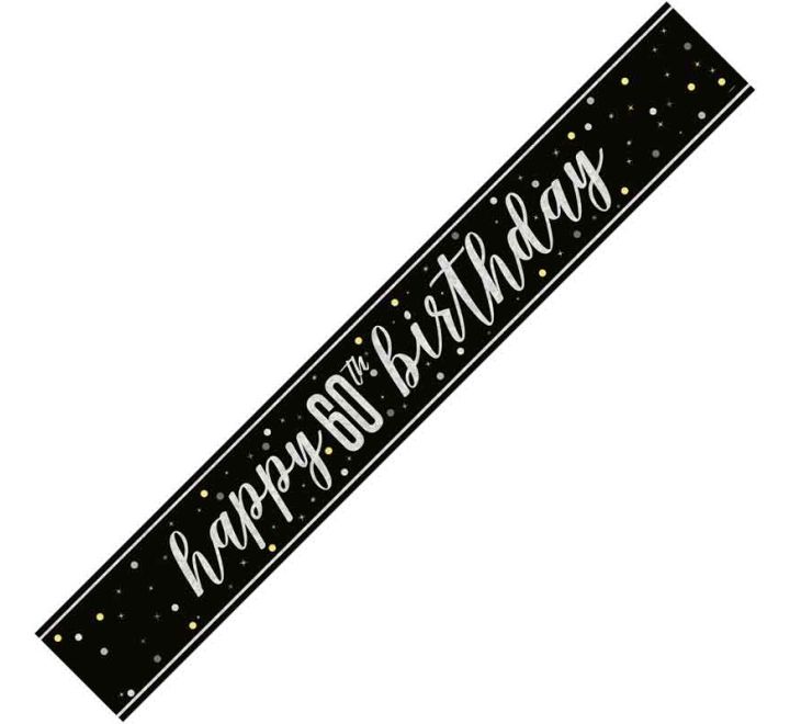 Black Glitz 60th Birthday Banner