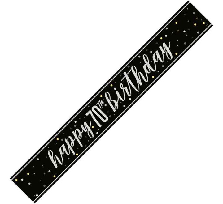 Black Glitz 70th Birthday Banner