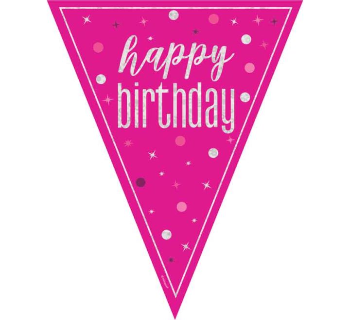 Pink Glitz Happy Birthday Flag Bunting