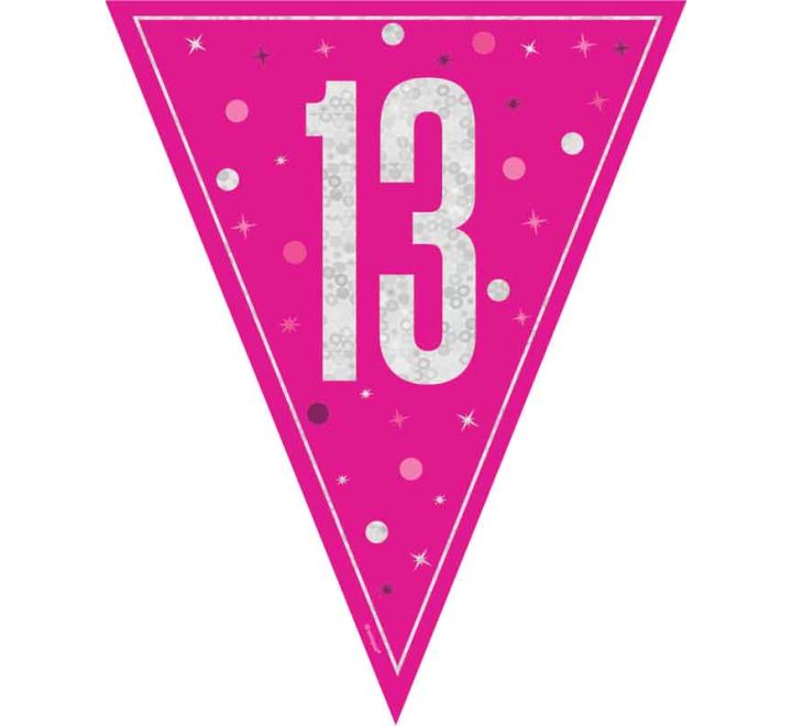 Pink Glitz 13th Birthday Flag Bunting