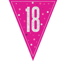 Load image into Gallery viewer, Pink Glitz 18th Birthday Flag Bunting
