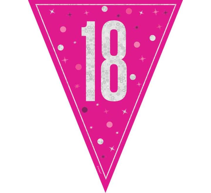 Pink Glitz 18th Birthday Flag Bunting