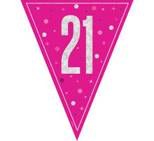 Load image into Gallery viewer, Pink Glitz 21st Birthday Flag Bunting
