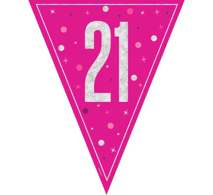 Pink Glitz 21st Birthday Flag Bunting