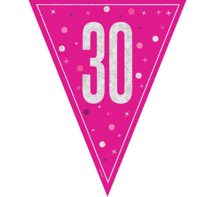 Pink Glitz 30th Birthday Flag Bunting