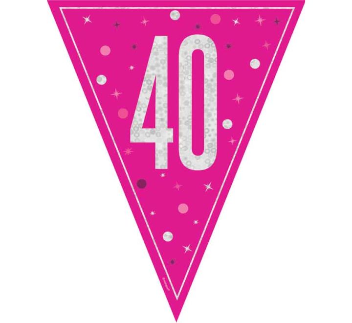 Pink Glitz 40th Birthday Flag Bunting