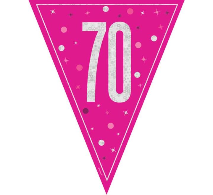 Pink Glitz 70th Birthday Flag Bunting