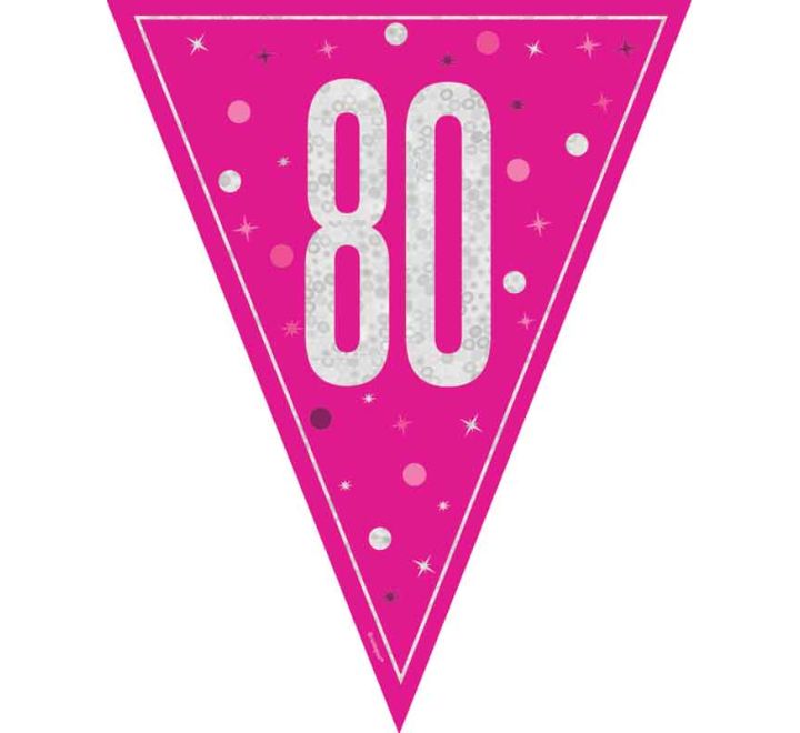 Pink Glitz 80th Birthday Flag Bunting