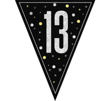 Load image into Gallery viewer, Black Glitz 13th Birthday Flag Bunting
