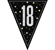 Load image into Gallery viewer, Black Glitz 18th Birthday Flag Bunting
