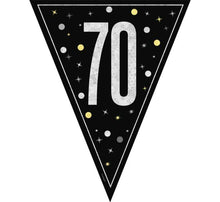 Load image into Gallery viewer, Black Glitz 70th Birthday Flag Bunting
