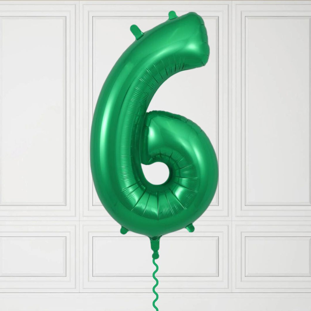 Large Green Number 6 Balloon