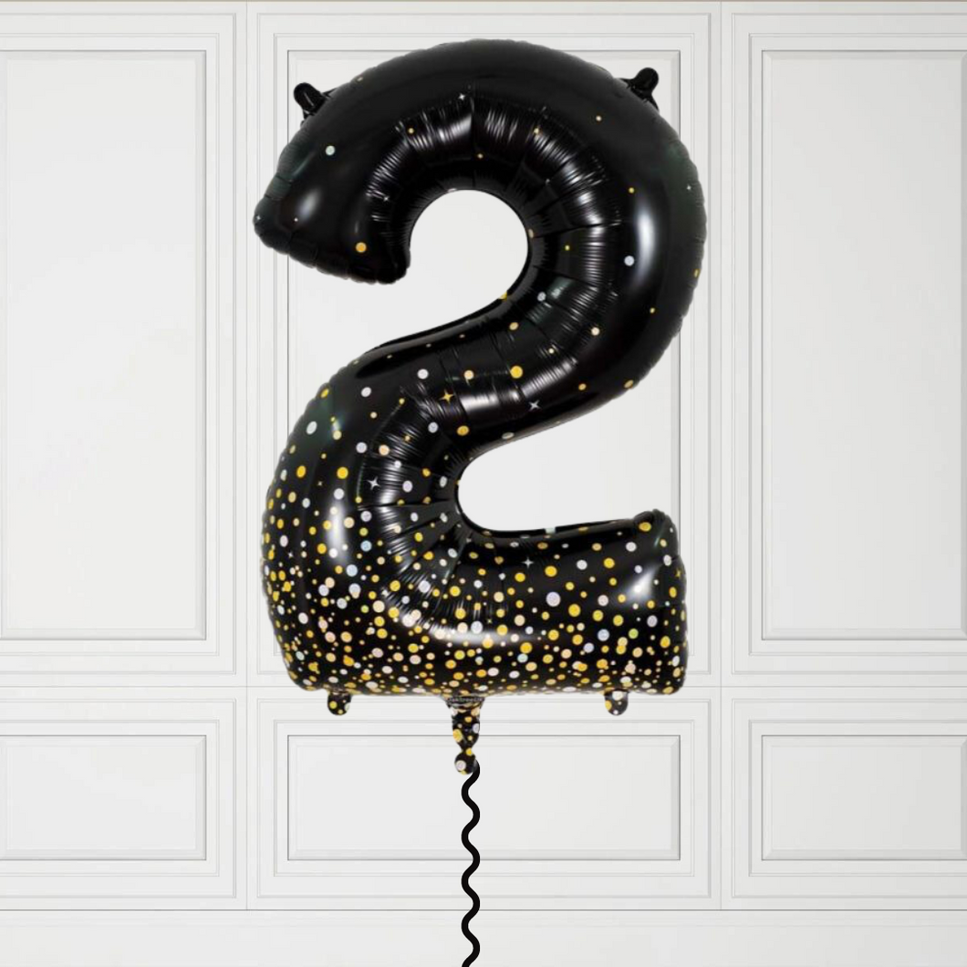 Large Black Confetti Dots Number 2 Balloon