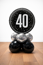 Load image into Gallery viewer, Decorative balloon arrangement with a large number 40 on a black and white balloon against a white background.
