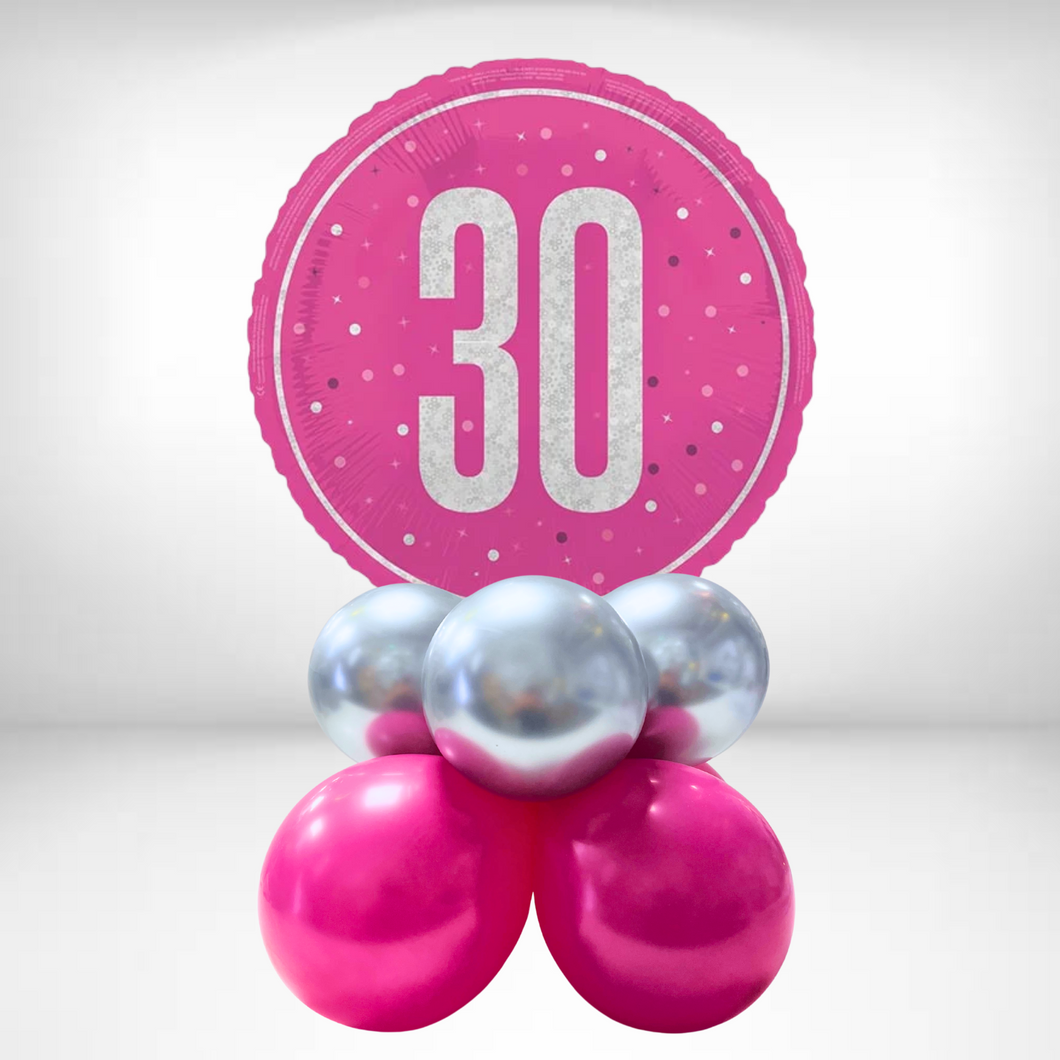 Choose your Age Pink/Silver Tabletop Arrangement