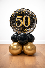 Load image into Gallery viewer, Balloon arrangement with number 50 on a white background
