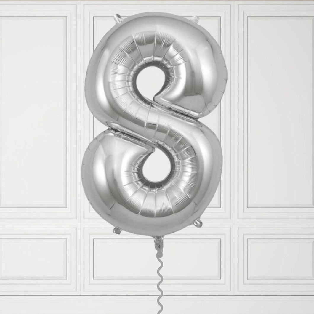 Large Silver Number 8 Balloon