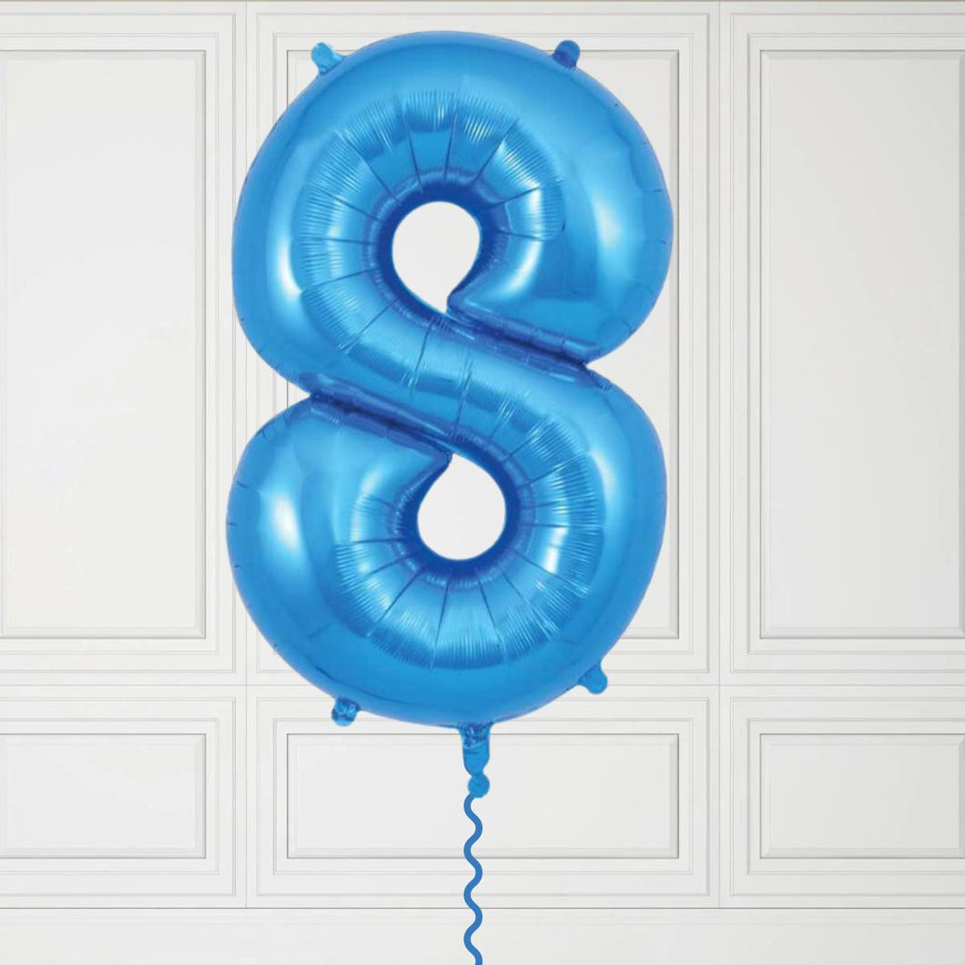 Large Blue Number 8 Balloon