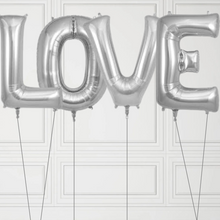 Load image into Gallery viewer, &#39;LOVE&#39; Jumbo Silver Letter Balloons
