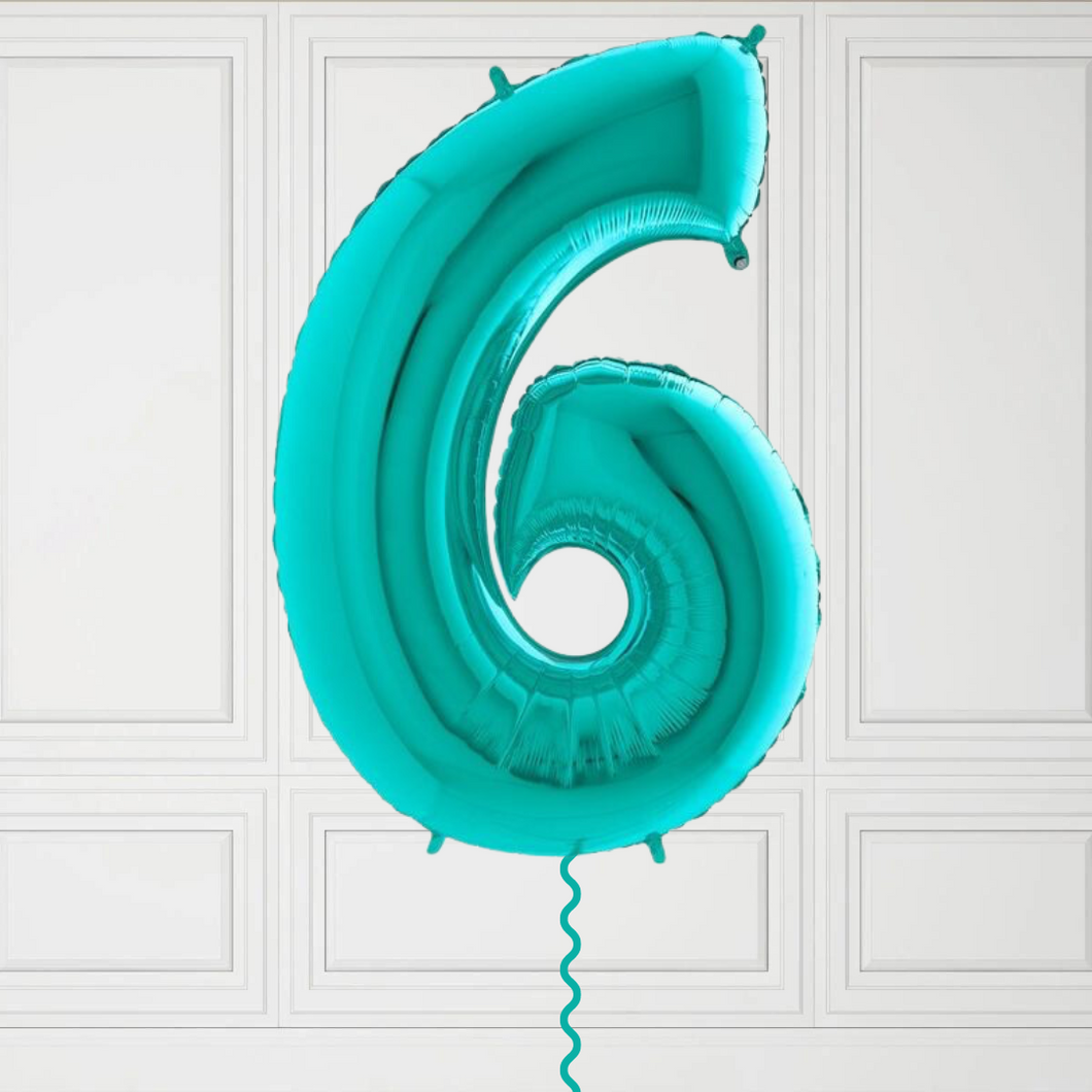 Large Turquoise Number 6 Balloon