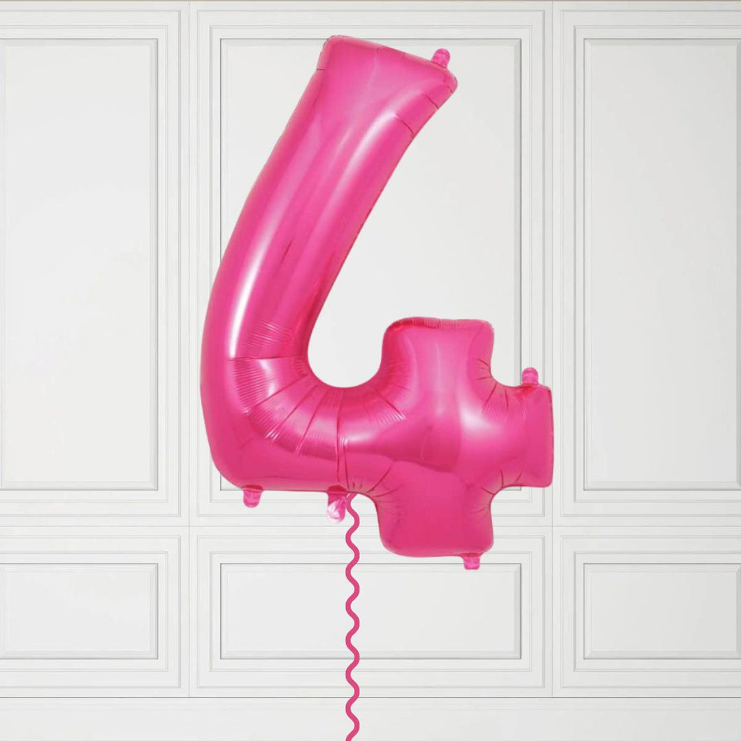 Large Pink Number 4 Balloon