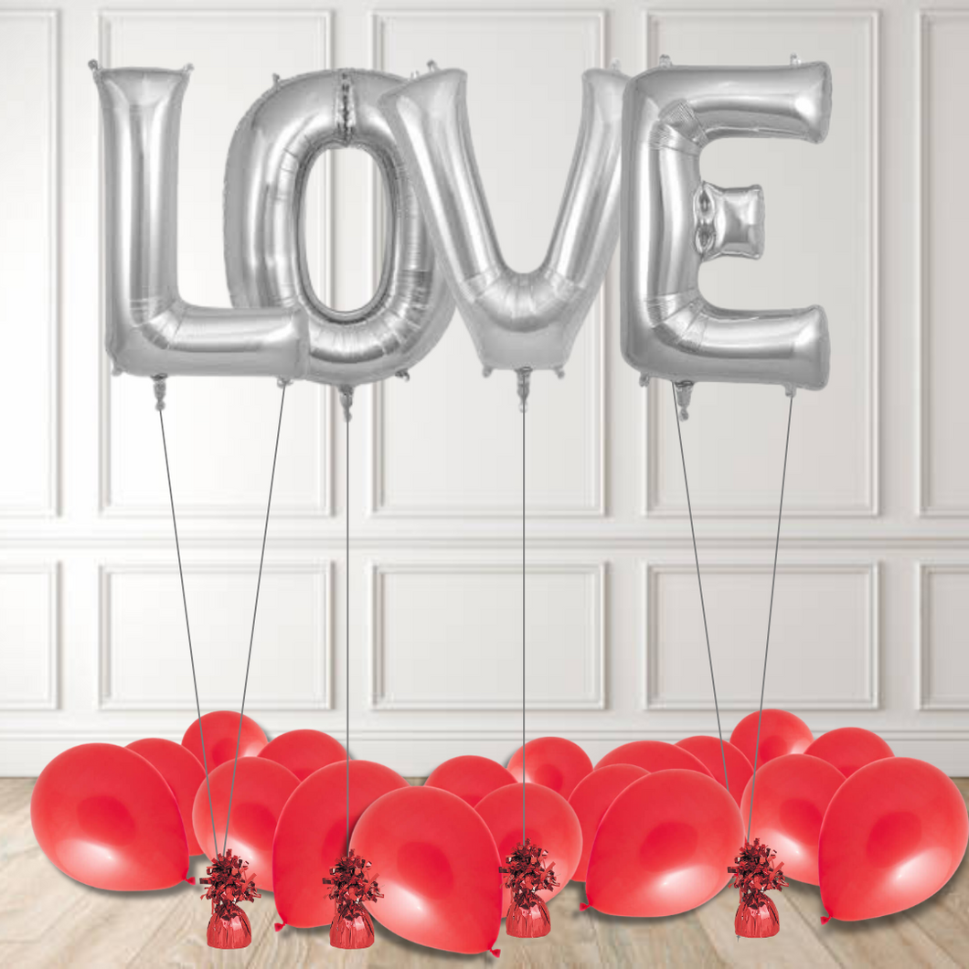 'LOVE' Jumbo Silver Letter Balloons