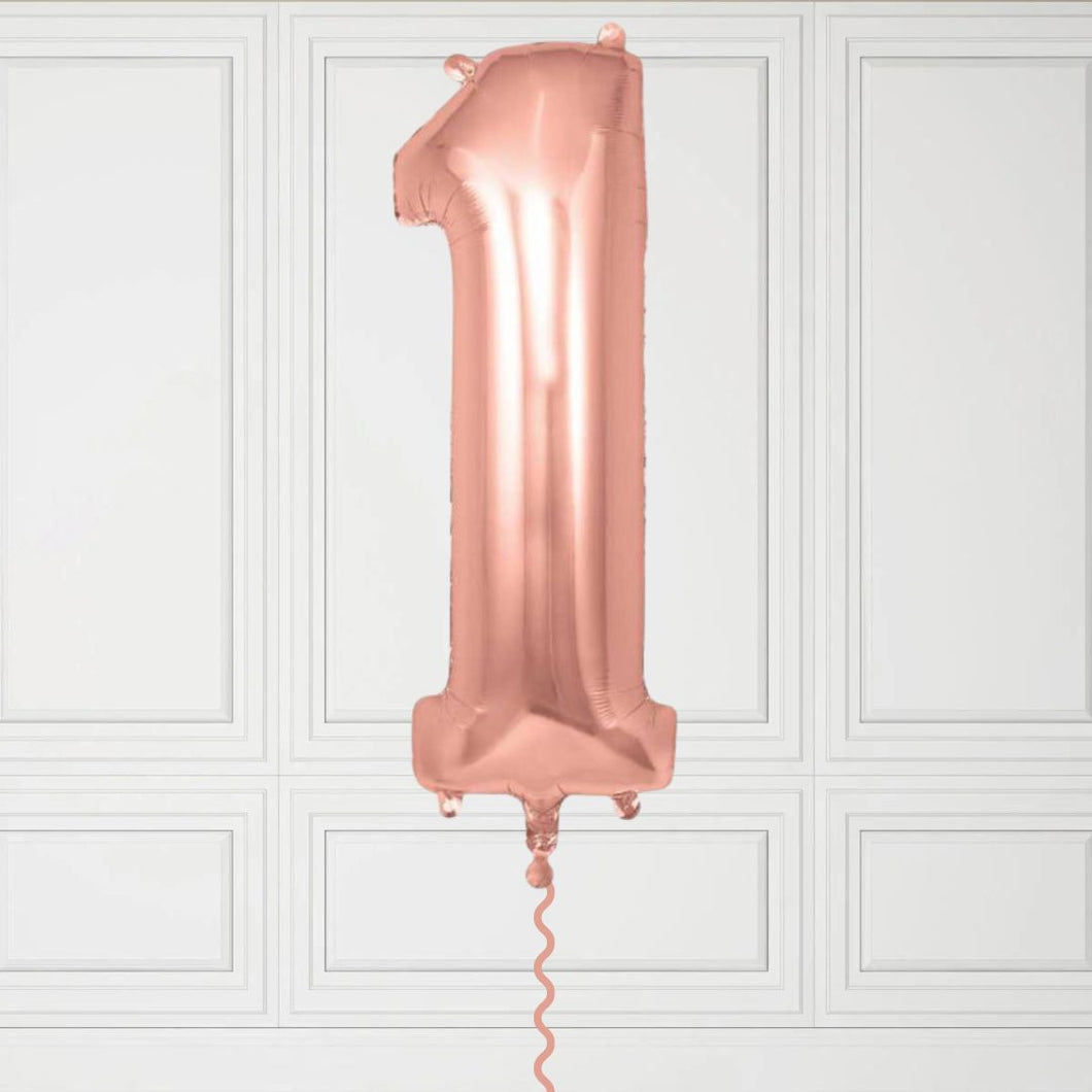 Large Rose Gold Number 1 Balloon