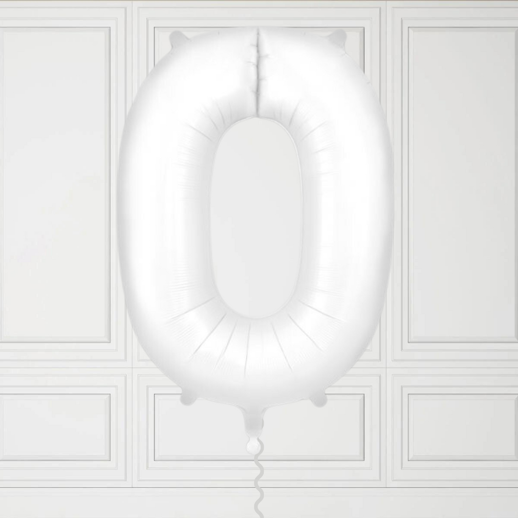 Large White Number 0 Balloon