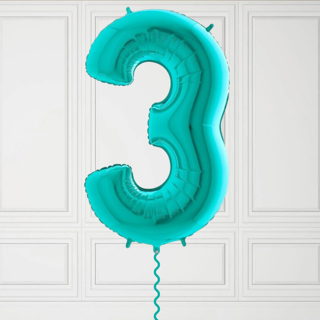 Large Turquoise Number 3 Balloon