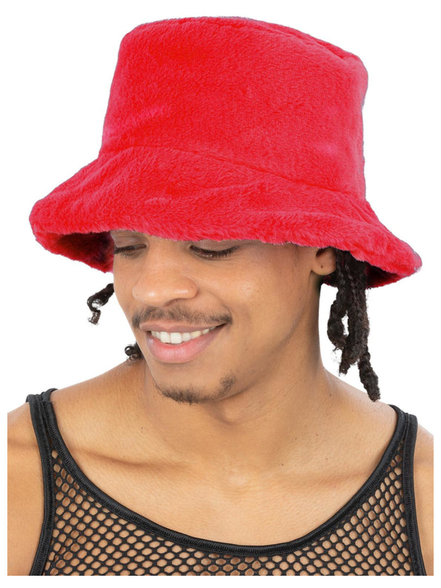 90's Red Fur Bucket Hat