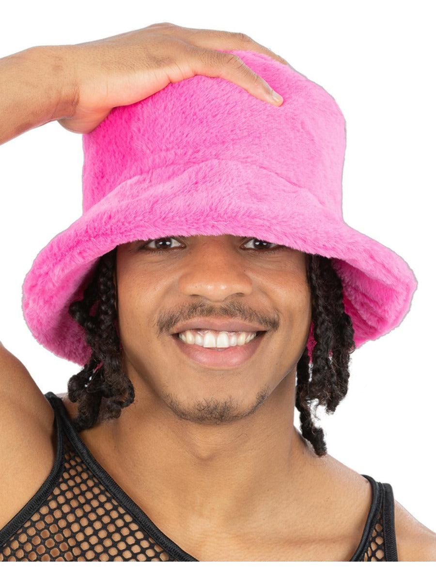 90's Pink Fur Bucket Hat