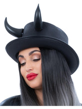 Load image into Gallery viewer, Fever Deluxe Black Devil Metallic Top Hat
