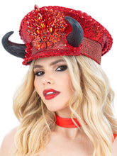 Load image into Gallery viewer, Fever Deluxe Devil Sequin Captains Hat
